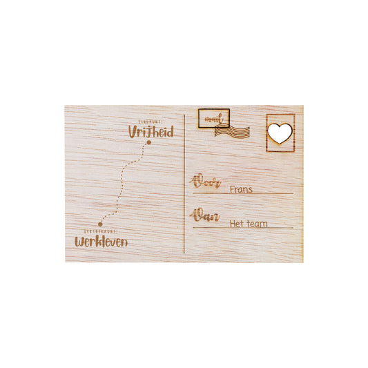 Houten kaart - Vertrekpunt - Eindpunt