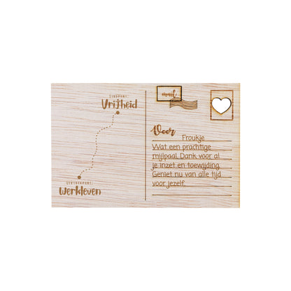 Houten kaart - Vertrekpunt - Eindpunt