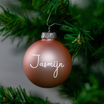 Kerstbal Roze Mat - Naam