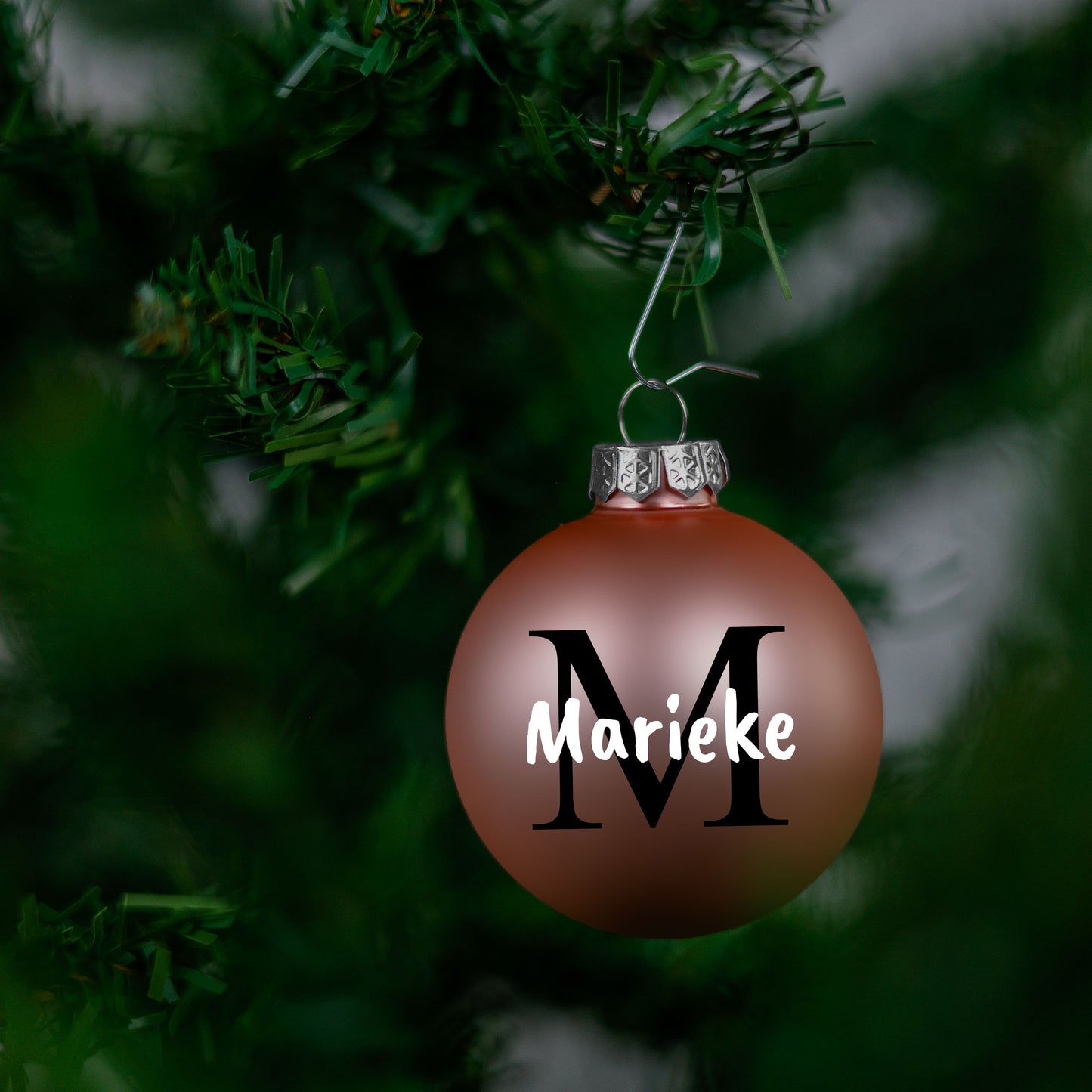 Kerstbal Roze Mat - Naam + hoofdletter