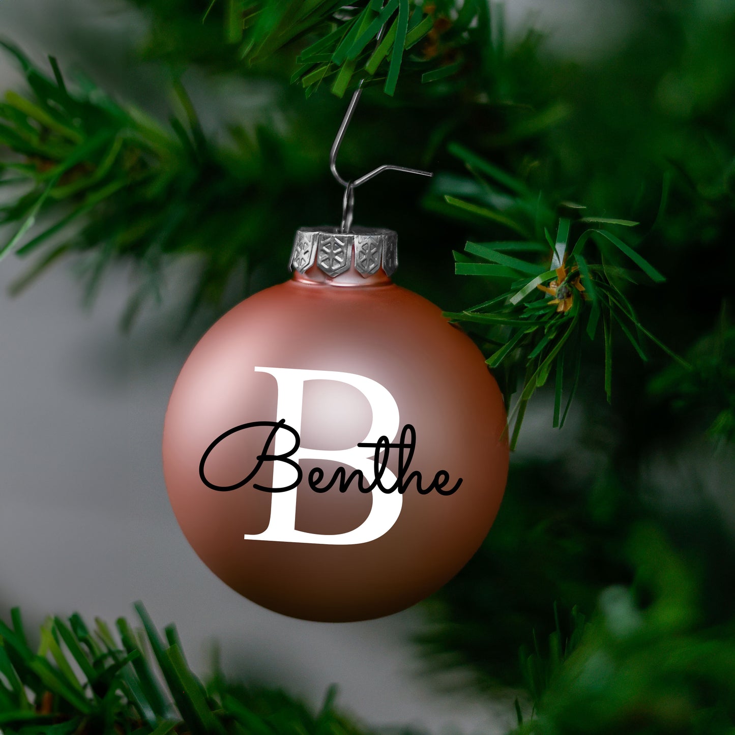 Kerstbal Roze Mat - Naam + hoofdletter
