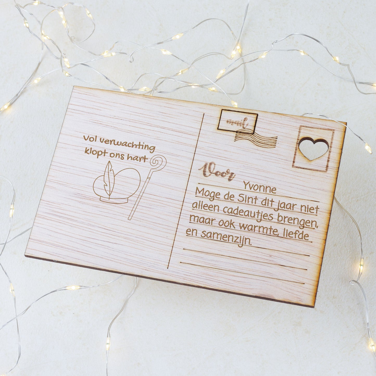 Houten kaart - Vol verwachting klopt ons hart