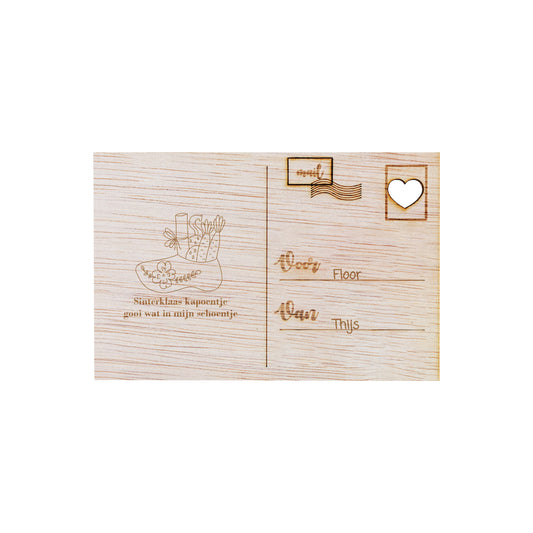 Houten kaart - Sinterklaas kapoentje, gooi wat in mijn schoentje