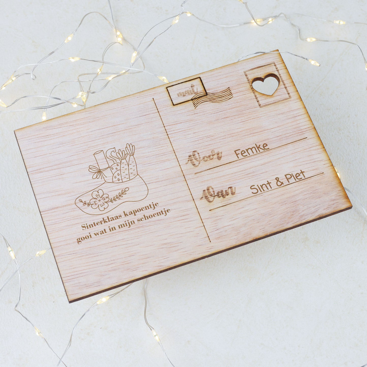 Houten kaart - Sinterklaas kapoentje, gooi wat in mijn schoentje