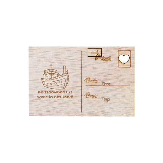 Houten kaart - De stoomboot is weer in het land