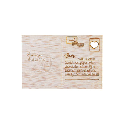Houten kaart - Groetjes, Sint en Piet