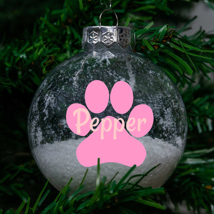 Kerstbal Sneeuw - Naam + Pootje