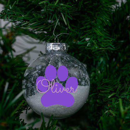 Kerstbal Sneeuw - Naam + Pootje