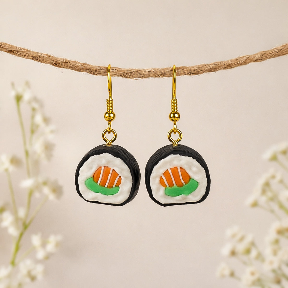 3D Print Oorbel - Sushi 'Maki Zalm Komkommer'