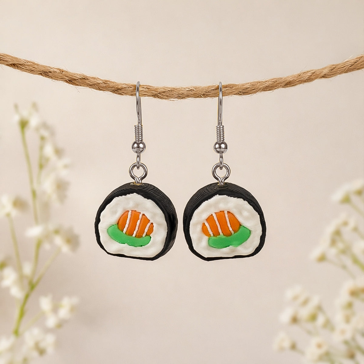 3D Print Oorbel - Sushi 'Maki Zalm Komkommer'