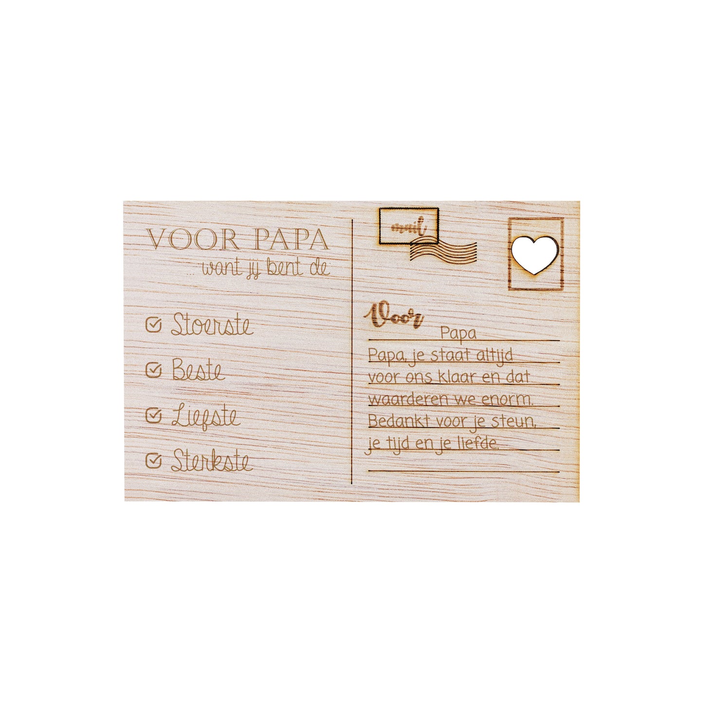 Houten kaart - Voor papa, want je bent de ...