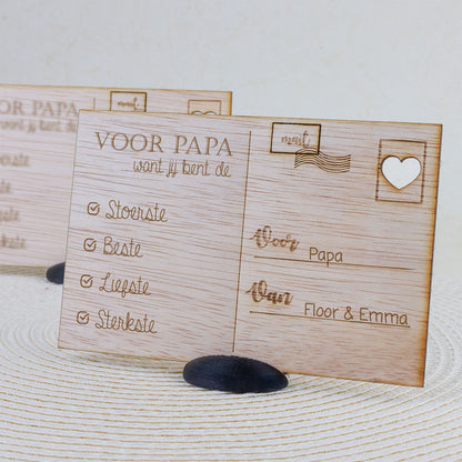 Houten kaart - Voor papa, want je bent de ...