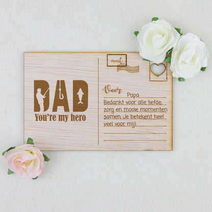 Houten kaart - DAD you're my hero