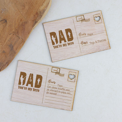 Houten kaart - DAD you're my hero