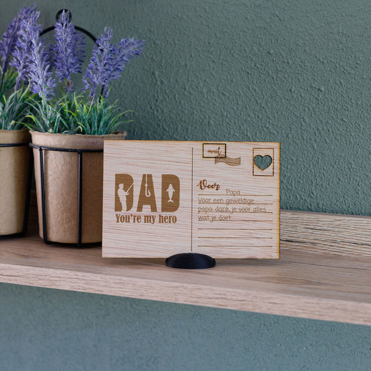 Houten kaart - DAD you're my hero