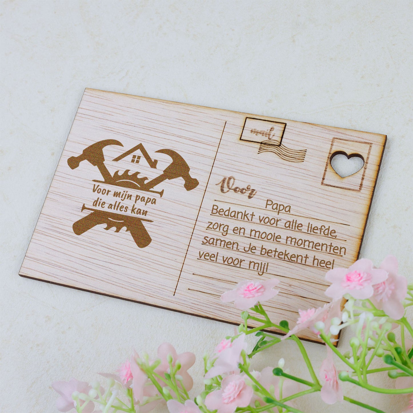 Houten kaart - Voor mijn papa die alles kan