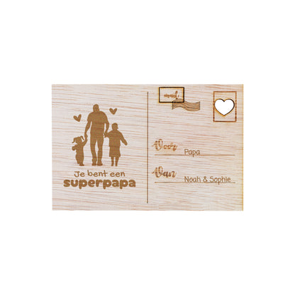 Houten kaart - Jij bent een Superpapa