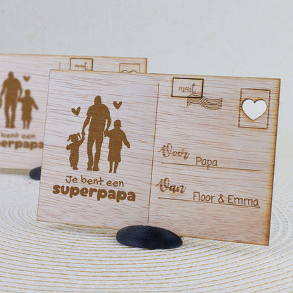 Houten kaart - Jij bent een Superpapa
