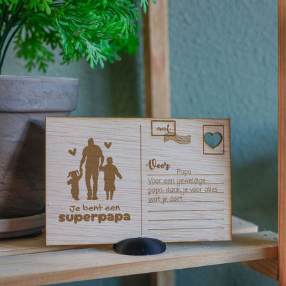 Houten kaart - Jij bent een Superpapa