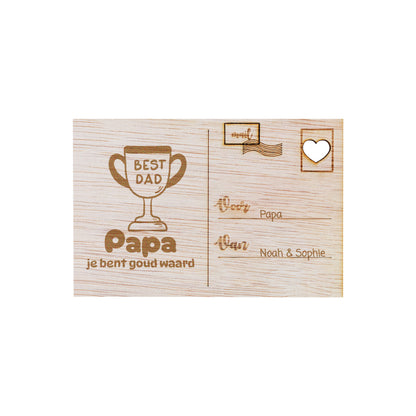 Houten kaart - Papa je bent goud waard