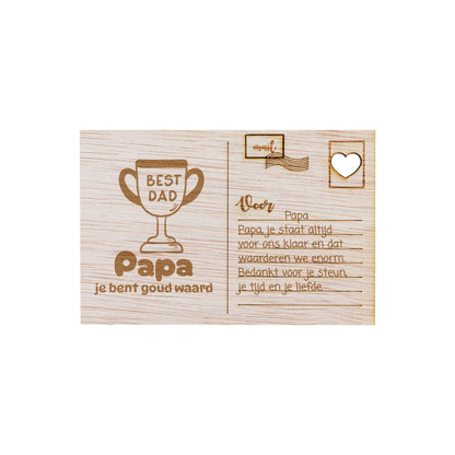 Houten kaart - Papa je bent goud waard
