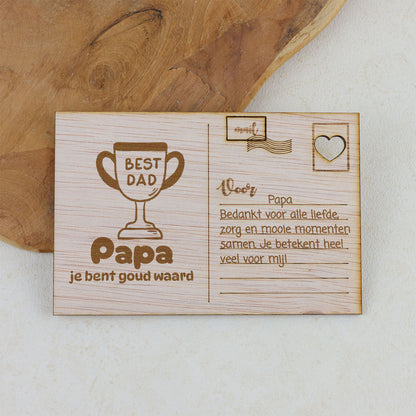 Houten kaart - Papa je bent goud waard