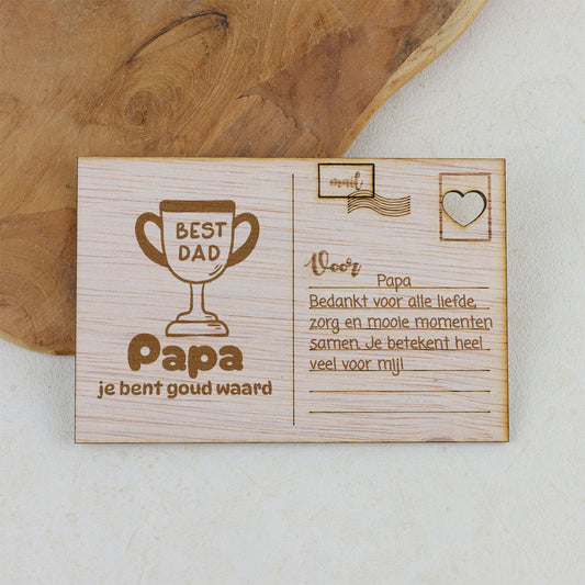 Houten kaart - Papa je bent goud waard