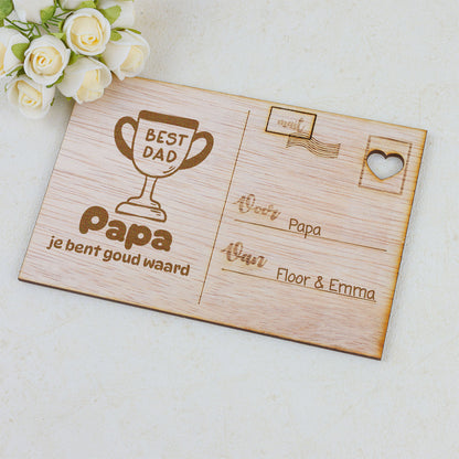 Houten kaart - Papa je bent goud waard
