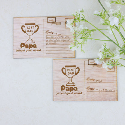 Houten kaart - Papa je bent goud waard