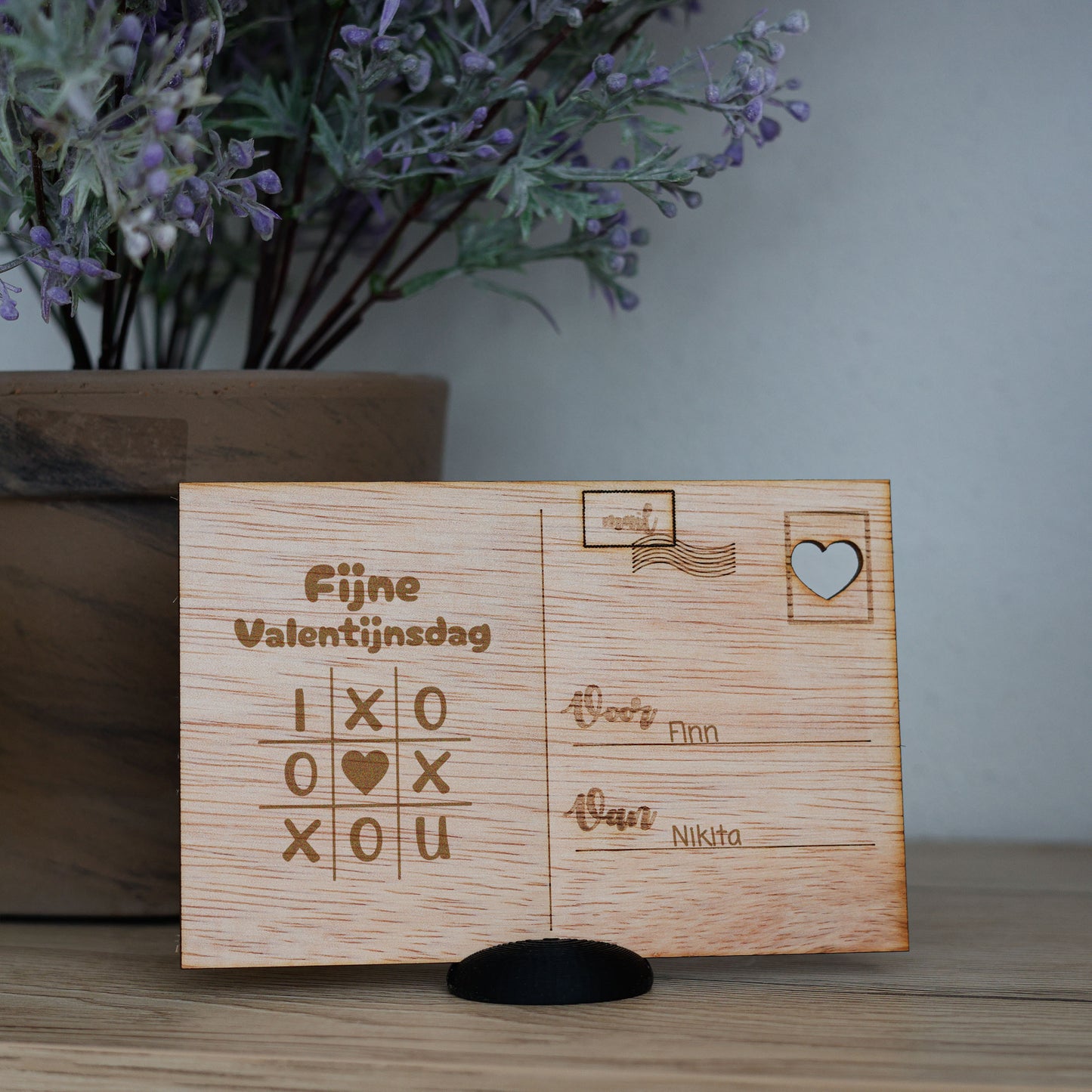 Houten kaart - Fijne valentijnsdag