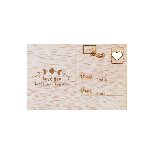 Houten kaart - Love you to the moon and back