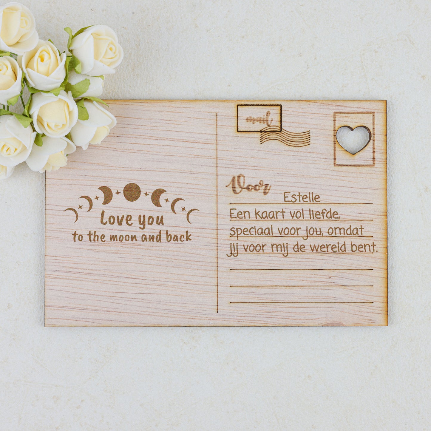 Houten kaart - Love you to the moon and back