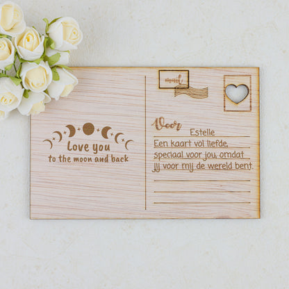 Houten kaart - Love you to the moon and back
