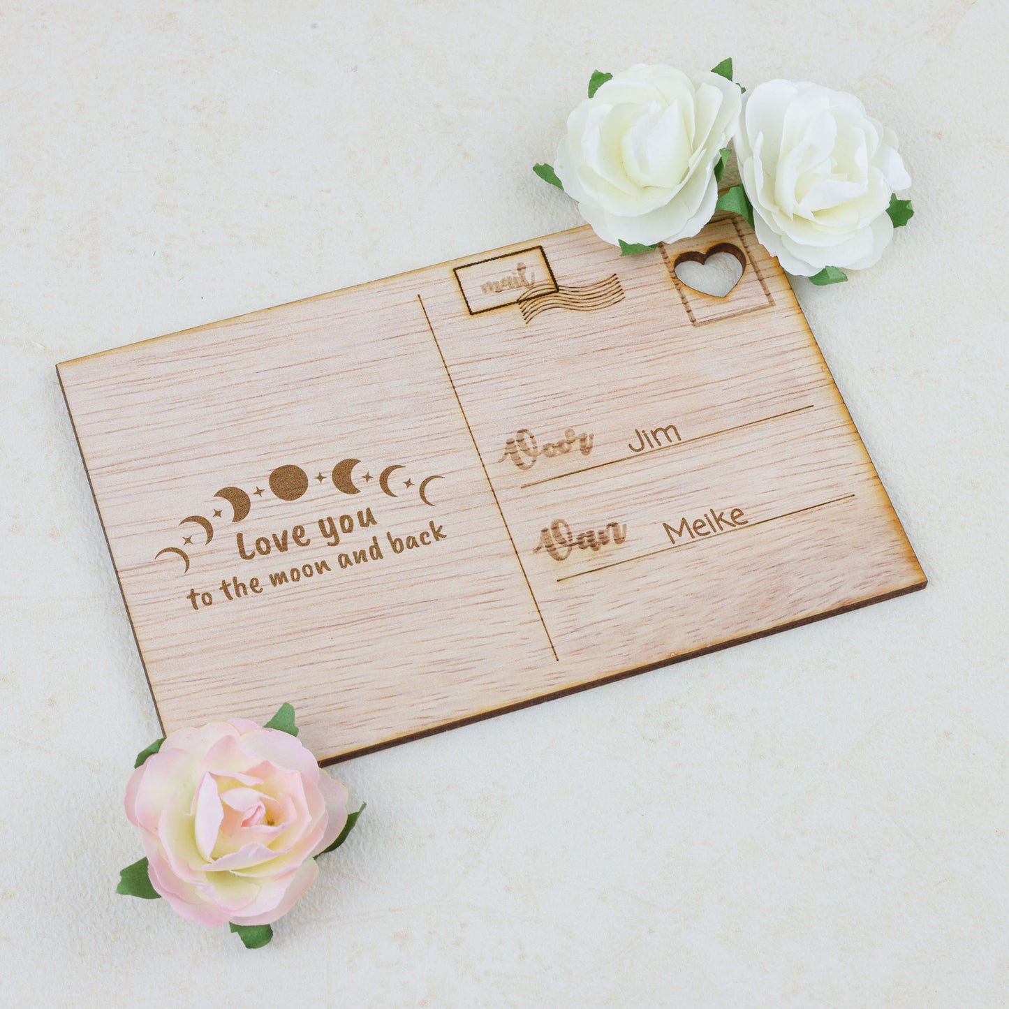 Houten kaart - Love you to the moon and back