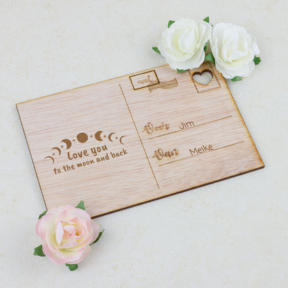 Houten kaart - Love you to the moon and back