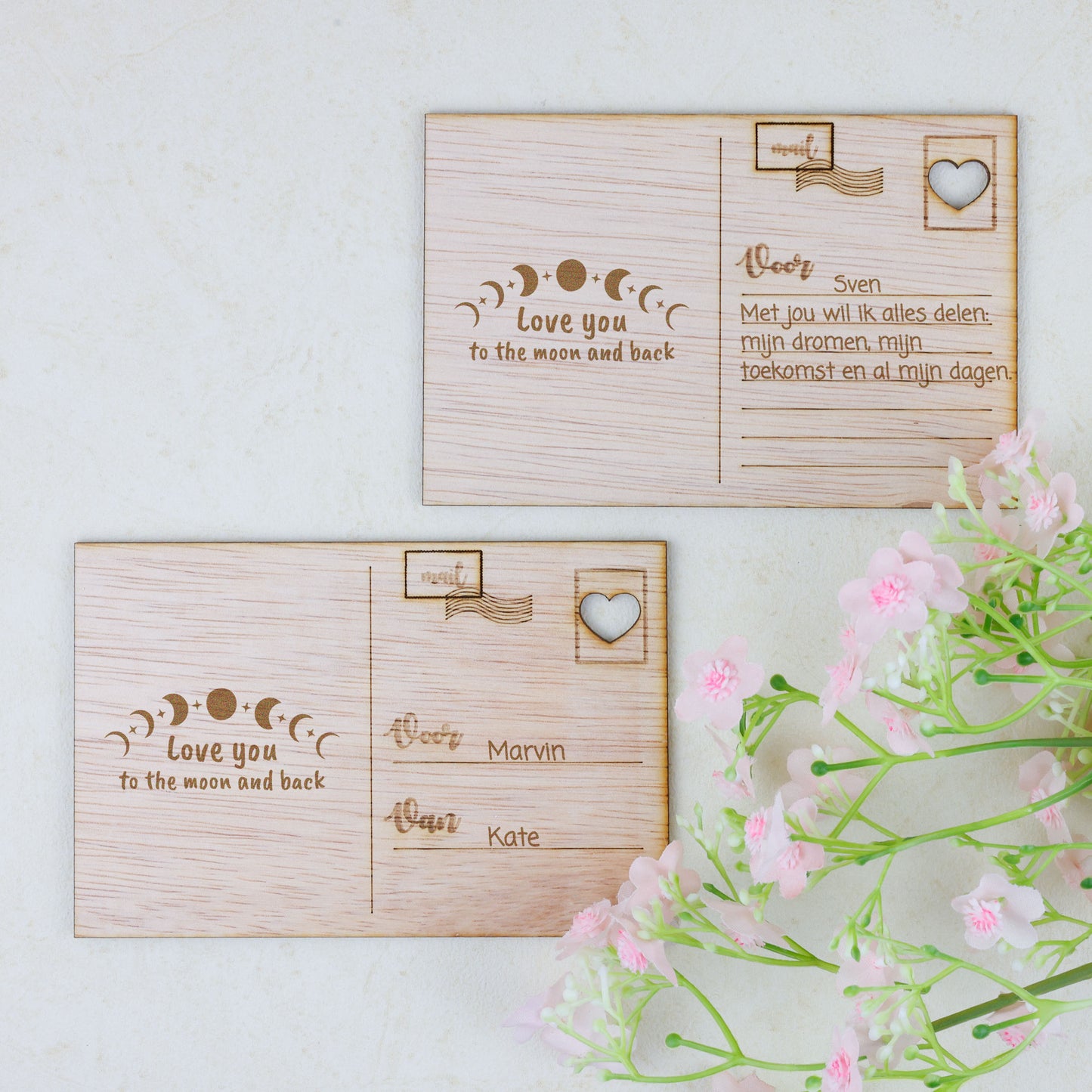 Houten kaart - Love you to the moon and back