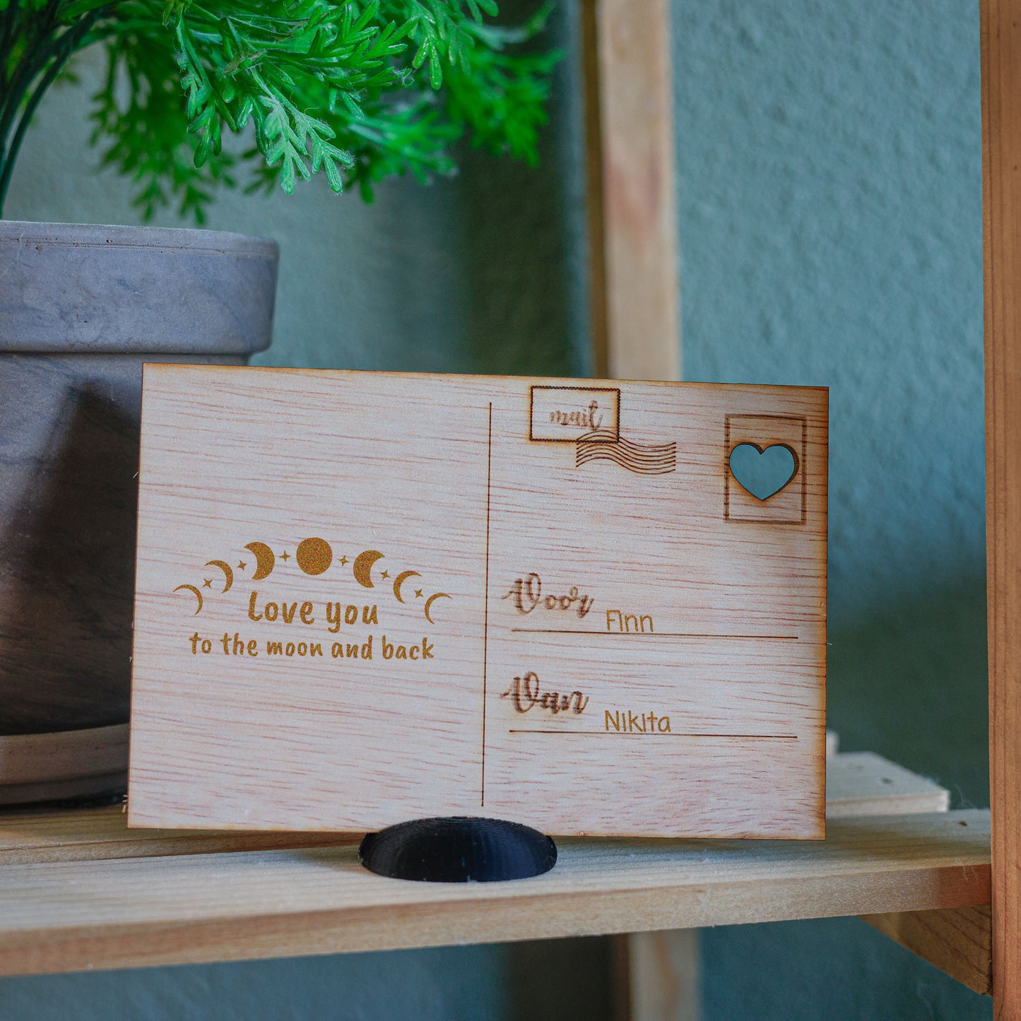 Houten kaart - Love you to the moon and back