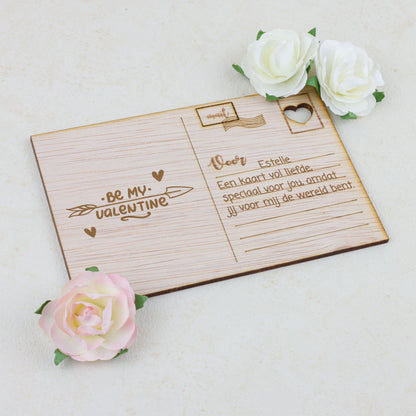 Houten kaart - Be My Valentine
