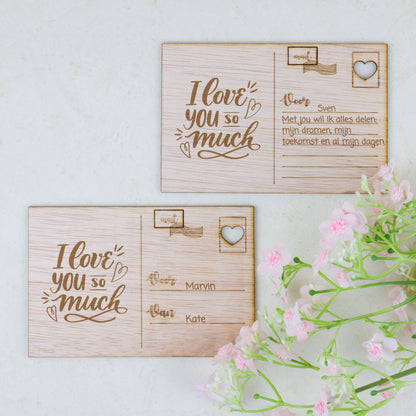 Houten kaart - I love you so much