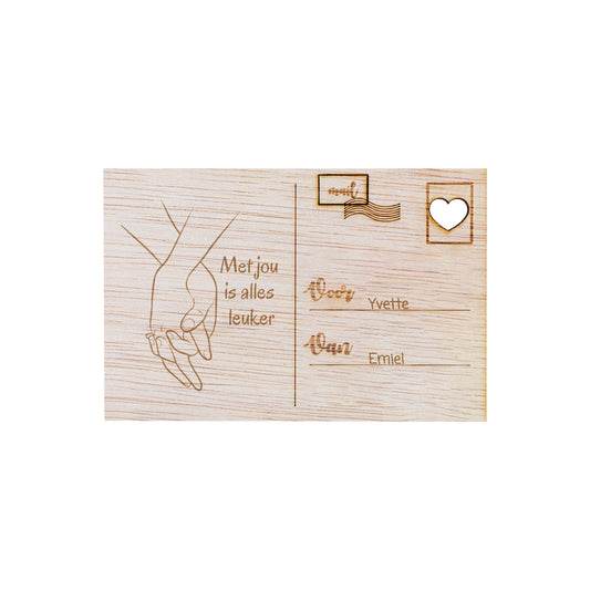 Houten kaart - Met jou is alles leuker
