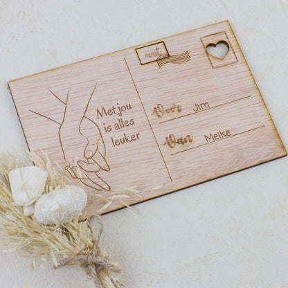 Houten kaart - Met jou is alles leuker