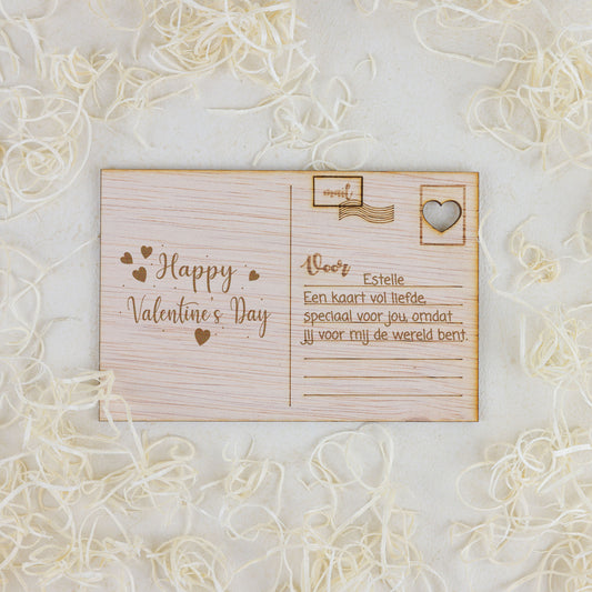 Houten kaart - Happy valentinesday