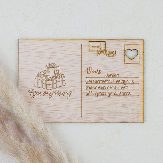 Houten kaart - Fijne Verjaardag