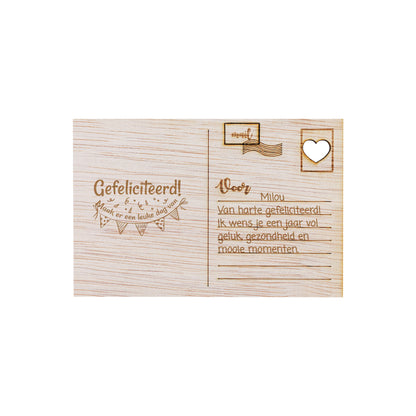 Houten kaart - Gefeliciteerd, maak er een leuke dag van.