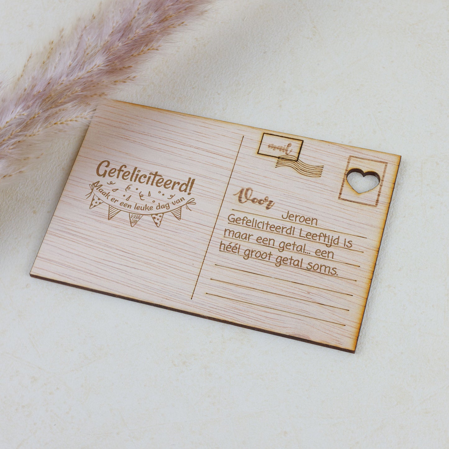 Houten kaart - Gefeliciteerd, maak er een leuke dag van.