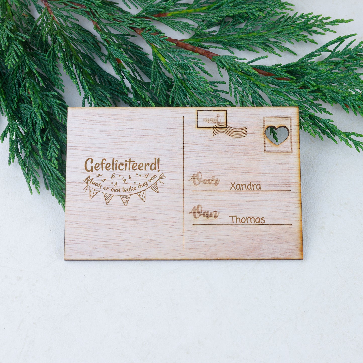 Houten kaart - Gefeliciteerd, maak er een leuke dag van.