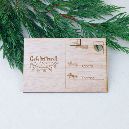 Houten kaart - Gefeliciteerd, maak er een leuke dag van.