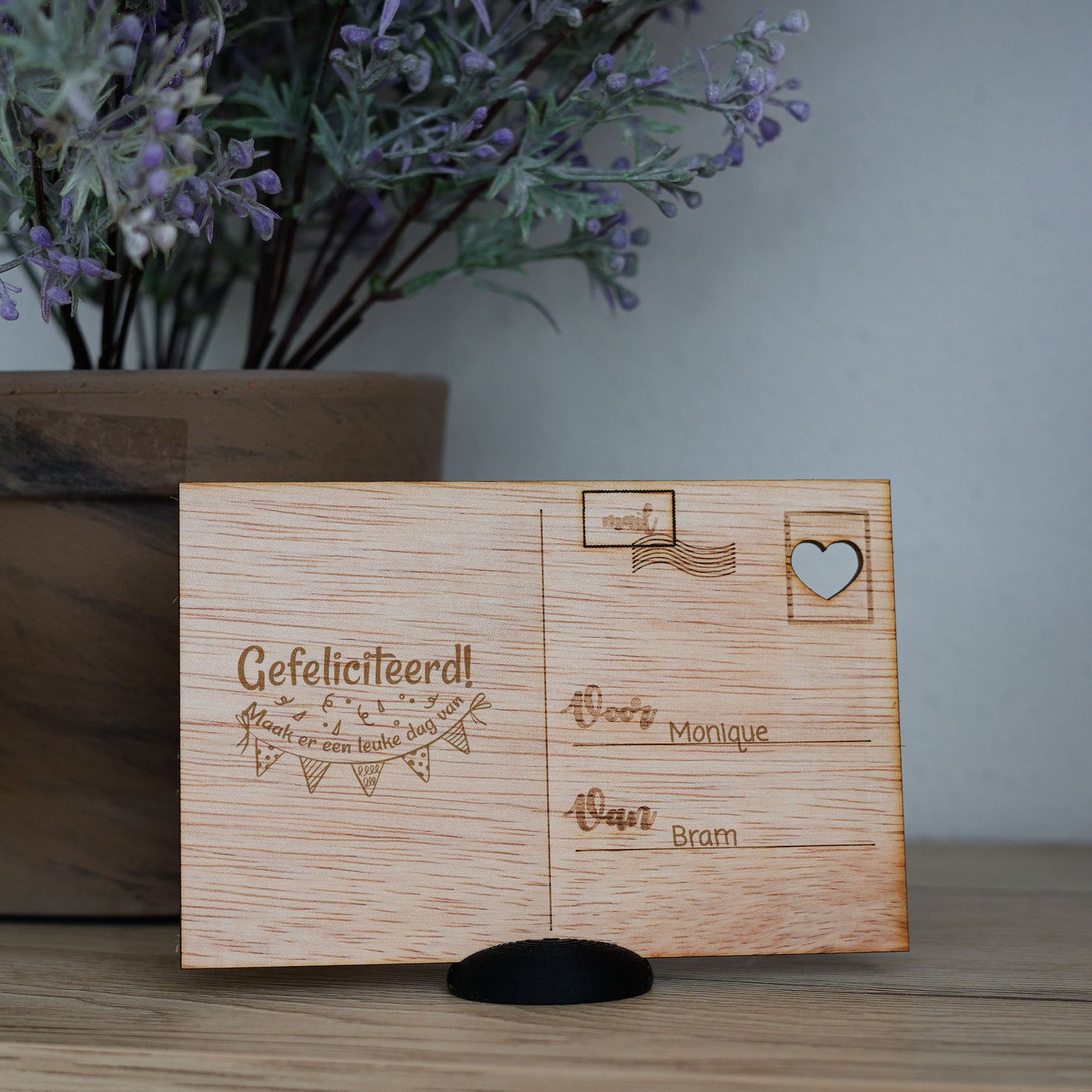 Houten kaart - Gefeliciteerd, maak er een leuke dag van.