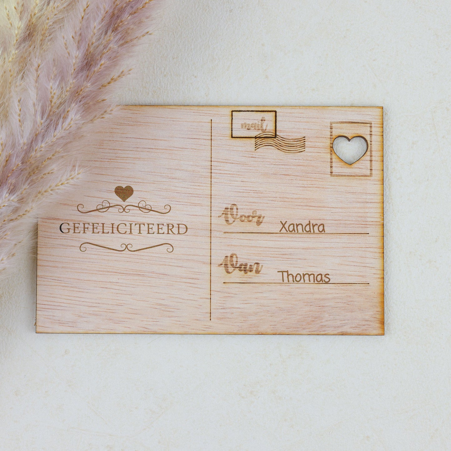 Houten kaart - Gefeliciteerd
