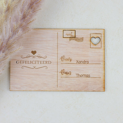 Houten kaart - Gefeliciteerd